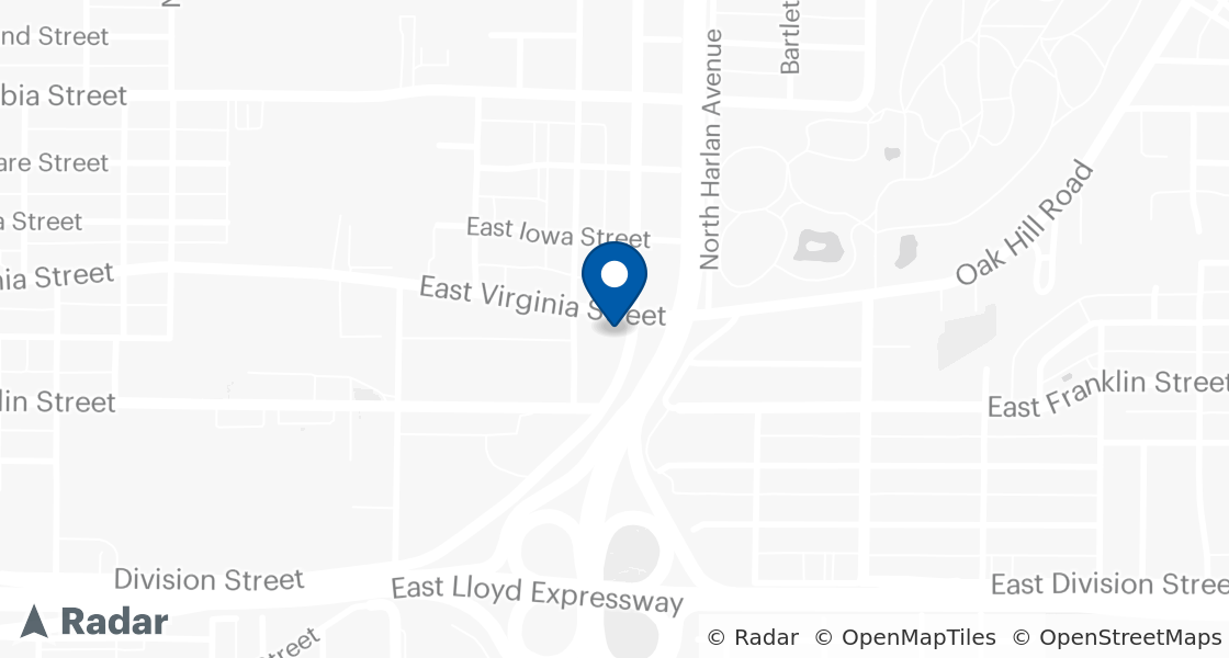 Map of Dairy Queen Location:: 1159 E Virginia St, Evansville, IN, 47711-5741